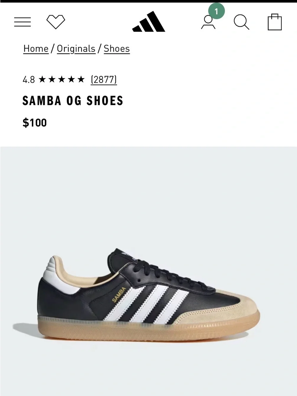 adidas Samba OG Sneakers in Black and Cream Suede